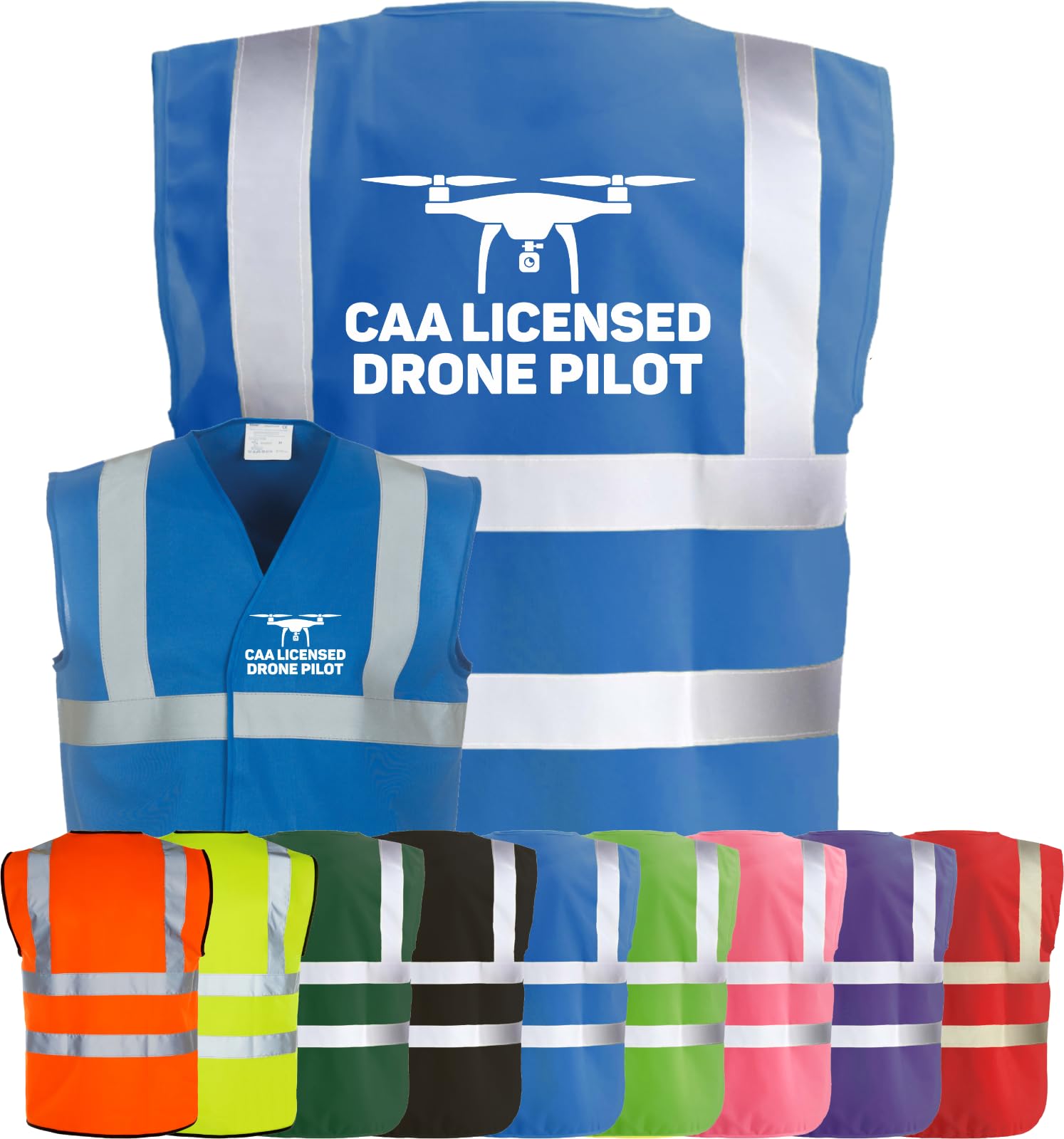 Corporate Togs CAA Licensed DRONE PILOT Hi-Vis Safety Vest - UAV Operator Hi Vis Vest with Reflective Strips, EN IS0 20471 Class 2 Compliant | Safety Apparel