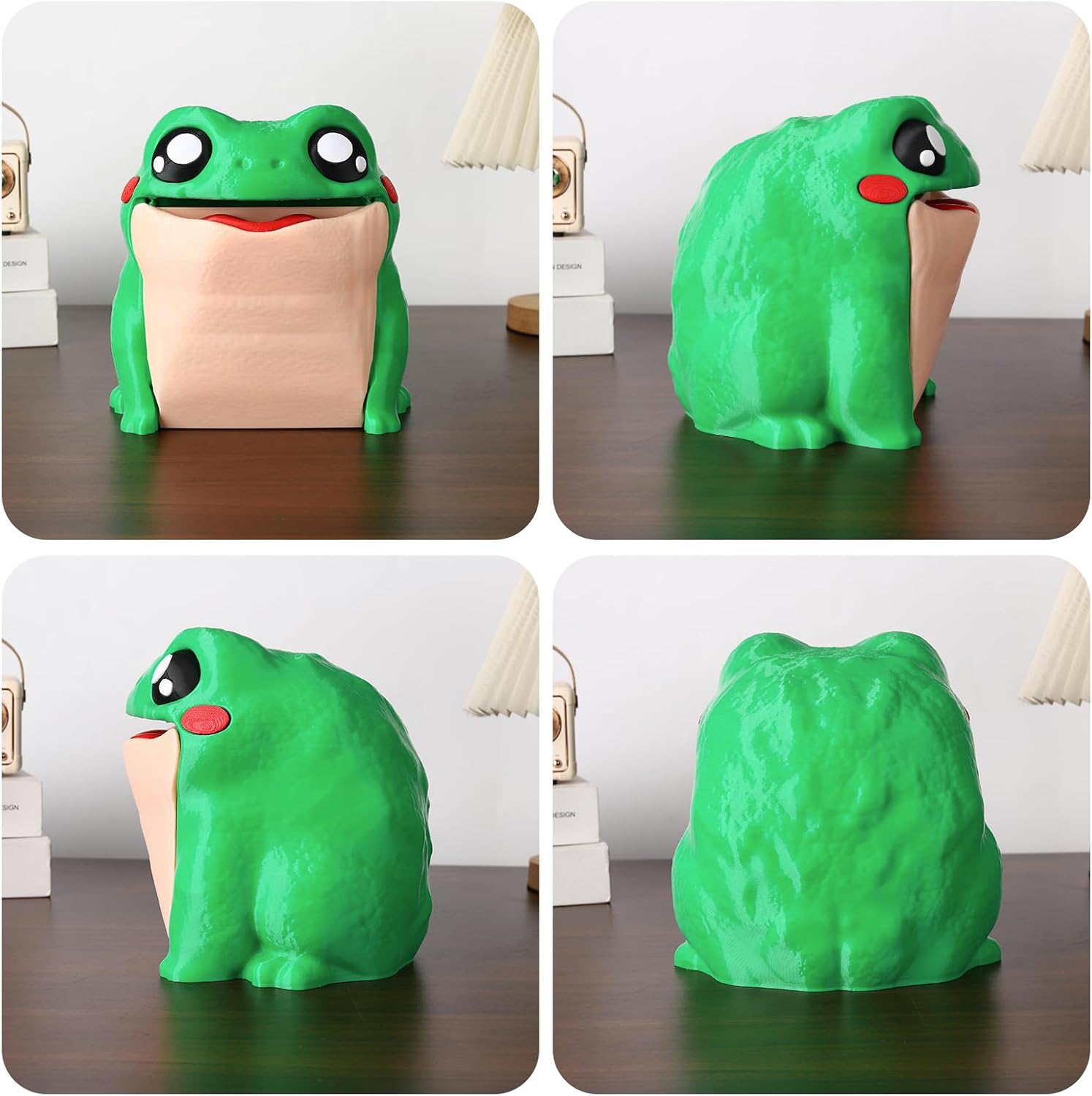 Frog Toilet Paper Holder, Funny Toilet Roll Towel Free Standing Dispenser, 3D Printed Cute Animal Tissue Paper Storage for Bathroom, Gift. Green