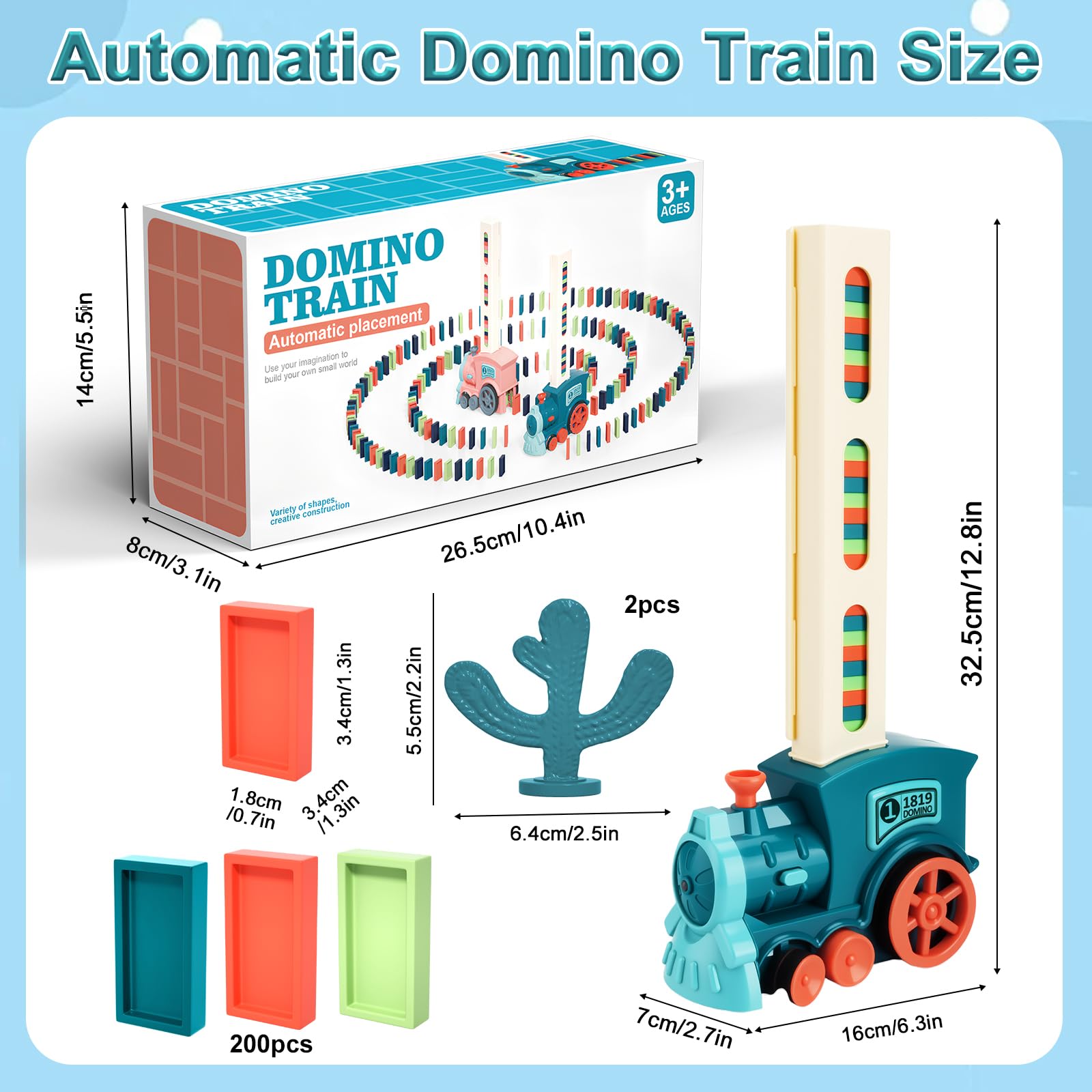 UCAMP Zestaw Zautomatyzowanej Kolejki Domino dla Dzieci, z 200 Klockami Domino, Elektryczny Pociąg ze Światłem i Dźwiękiem, Edukacyjna Zabawka dla Chłopców i Dziewczynek w Wieku 3 4 5 6 7 8 Lat | Efekty dźwiękowe i świetlne: zabawkowy pociąg dla dzieci, g
