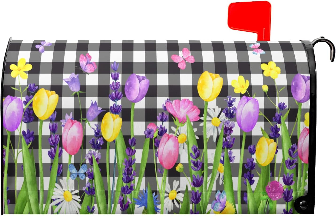 Harooni Spring Summer Flowers Magnetic Mailbox Cover Standard Size 18x21in Tulips Florals Mailbox Cover Magnetic Spring Decor Mailbox Wraps Post Letter Box Cover for Home Garden Yard Outdoor Decor