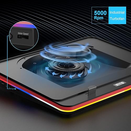 Miniatura 2 de GT500 Potente turboventilador (5000 RPM) RGB para laptop con velocidad infinitamente variable, espuma de sellado para laptop de juegos de