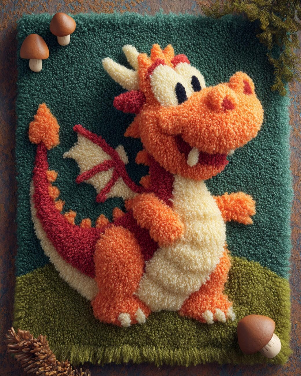 AMBATTERY Carpet Latch Hook Kit Colorful Dragon 80x160cm