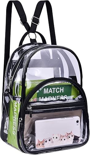 Mochila pequeña aprobada por el estadio mini mochila transparente para niñas Negro Mini Mochilas Daypack