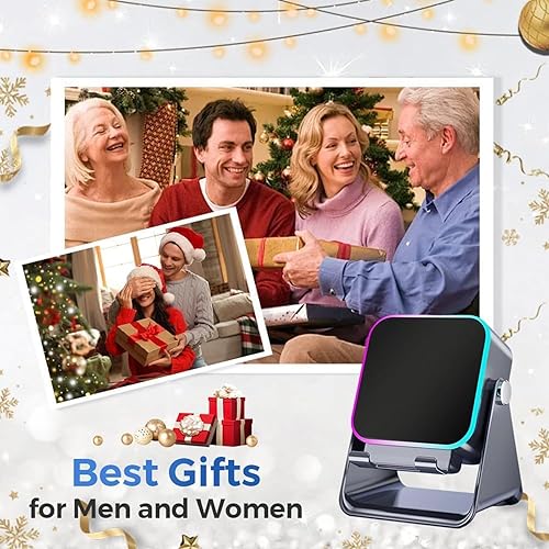 Miniatura 9 de Parlante Pequeño - Altavoz Bluetooth inalámbrico de inducción 5 en 1 con soporte ajustable para teléfono, con luz colorida recargable, altavoces de