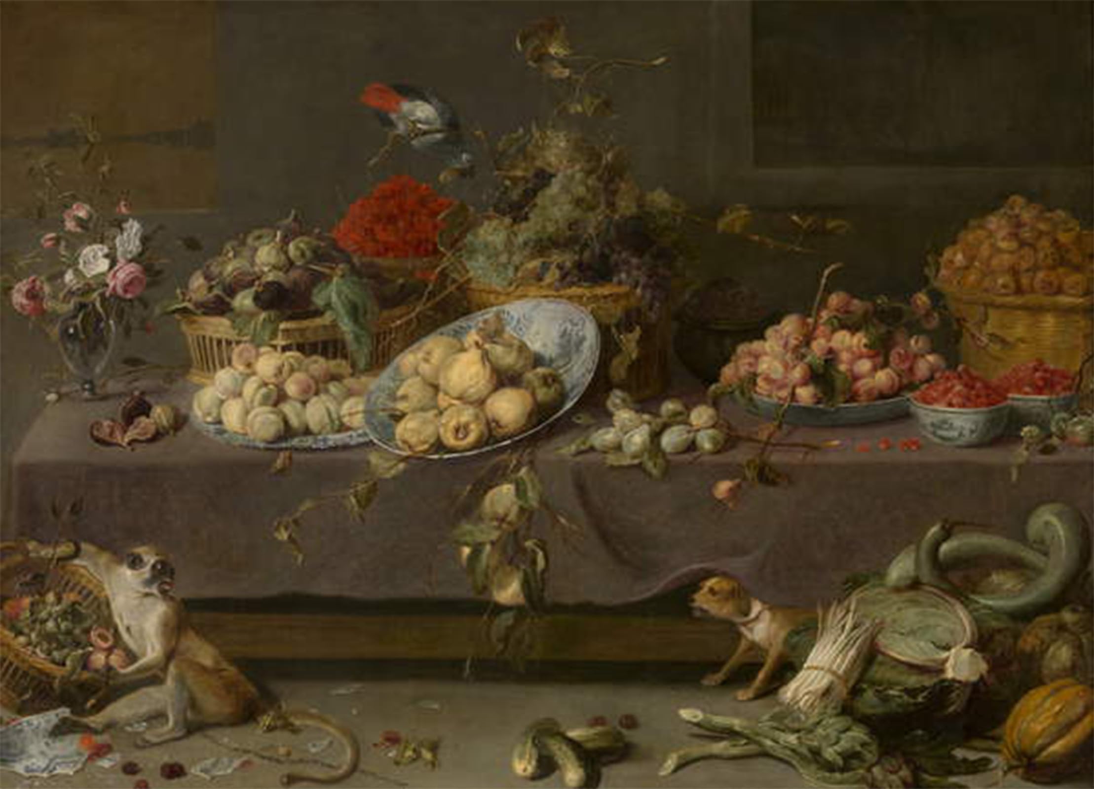 SERENDIPITP Retro Picture Poster Wall Art Pictures Painting Flowers and Fruit by Frans Snyders or Snijders Wall Art Canvas Print for Wall Decor 60x90cm