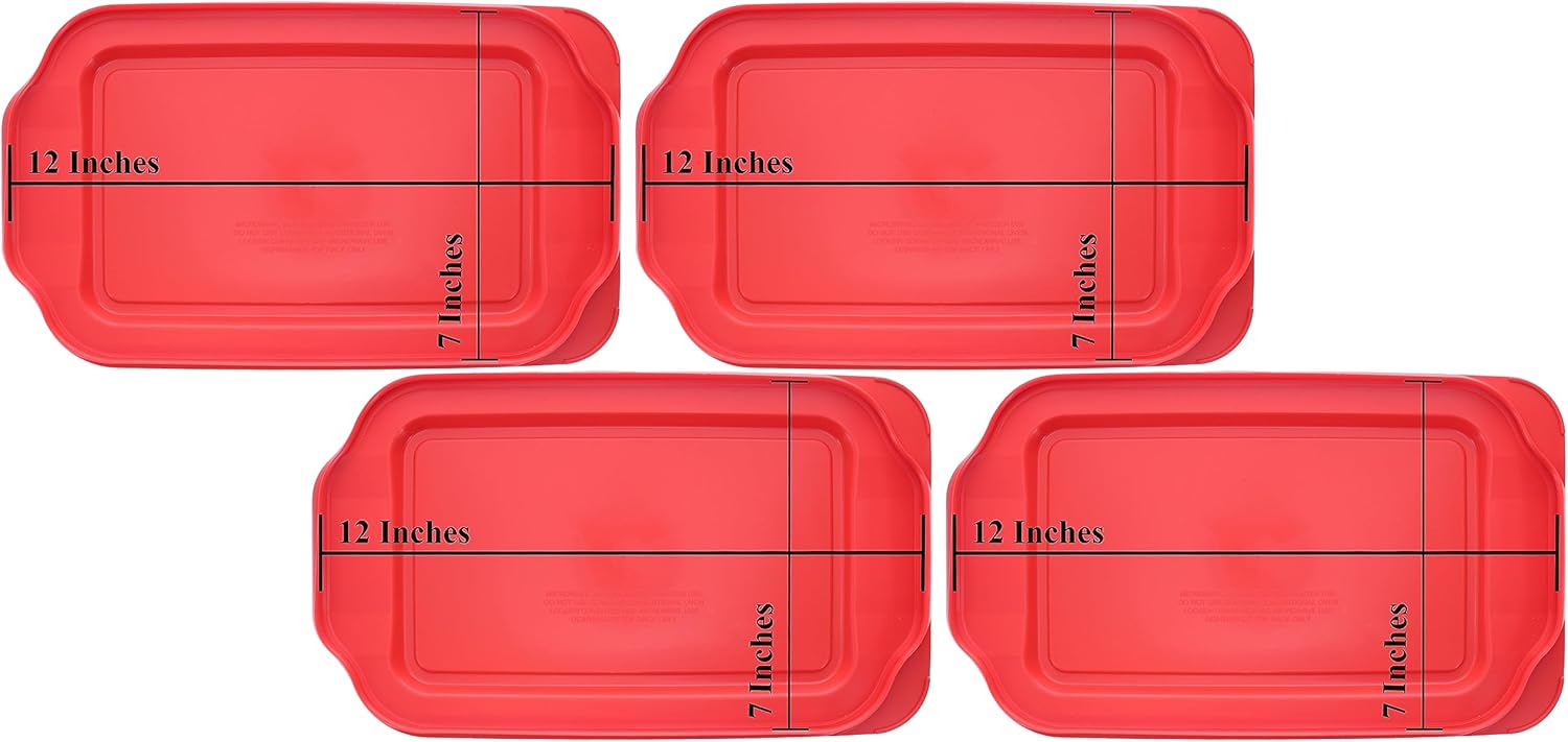 Pyrex 232-PC 2qt Red Food Storage Replacement Lid (4-Pack) - Made in USA