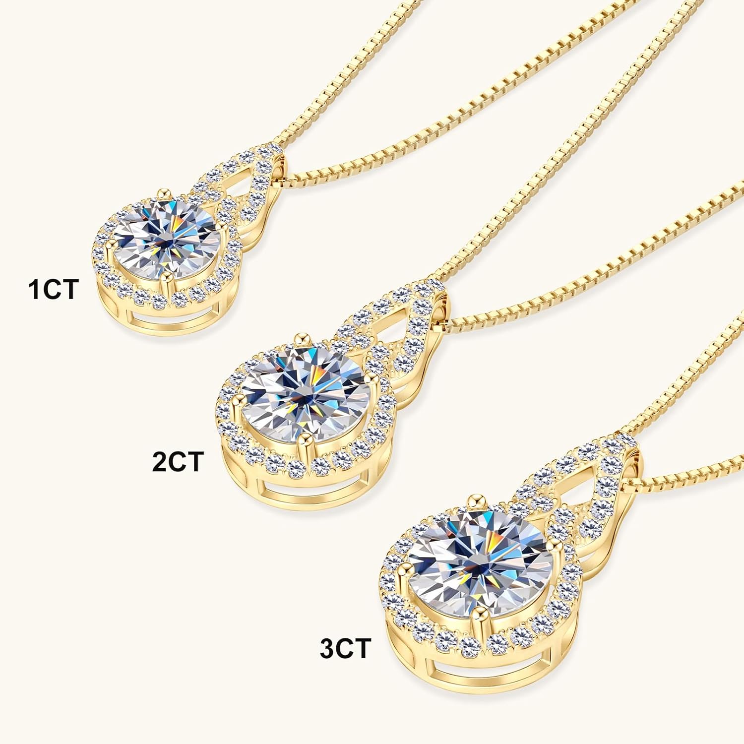 1-3CT Moissanite Infinity Pendant Necklace for Women, D Color VVS1 Clarity 925 Sterling Silver Gourd Pendant Gift for Mom Wife Birthday Wedding Jewelry - Image 3