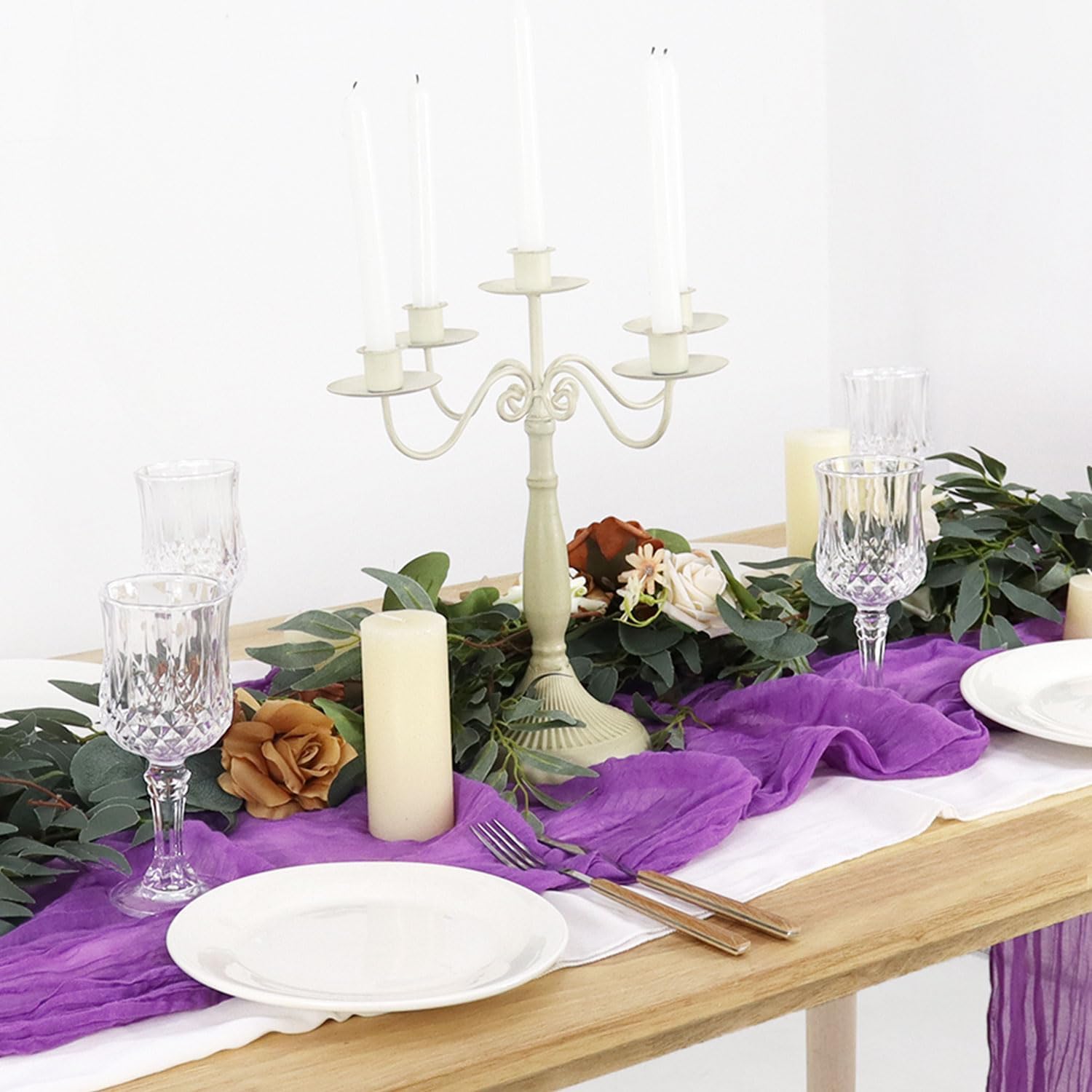 FUHSY 10 Pack 10FT Gauze Table Runner Cheesecloth Fabric Lilac Table Runners Cheese Cloth Rustic Wedding Party Table Runner Boho Birthday Table Decorations Lavender Sheer for Cheese Clothes