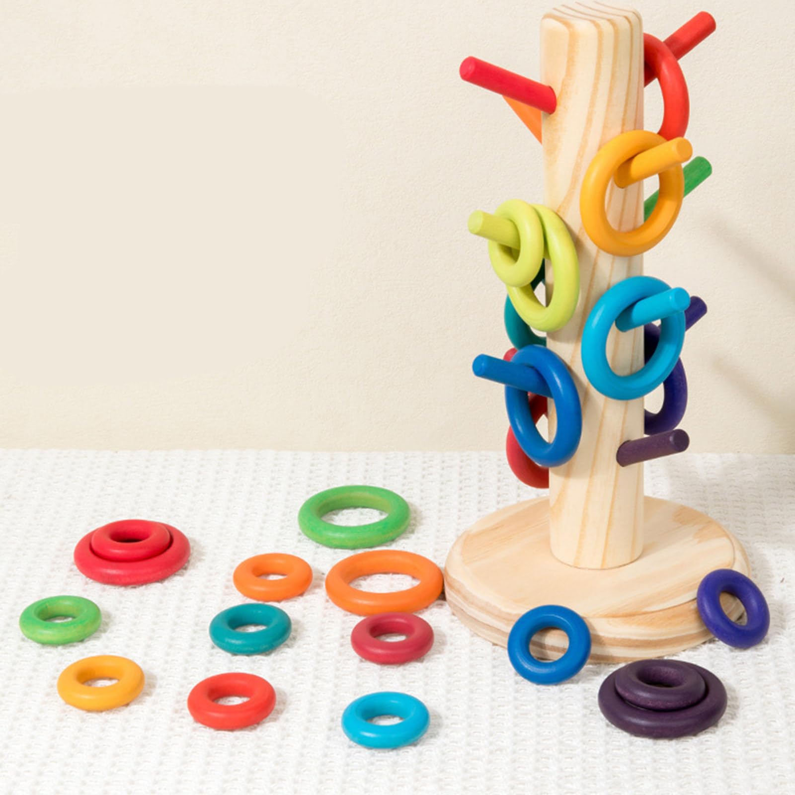 Ringwurfspielset aus Holz für Vorschulalter, praktische Lernfähigkeiten fördert Aktivitätsringe aus Holz für die Entwicklung der Feinmotorik von Kindern