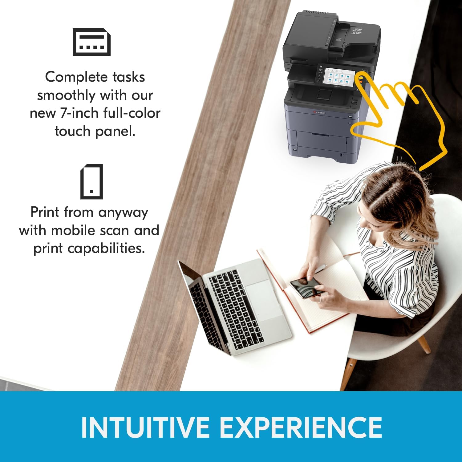 KYOCERA TASKalfa MA4500ci All-in-One Color Laser Printer (Print/Copy/Scan/Fax), 47 ppm, 1200 dpi, Gigabit Ethernet & HyPAS Capable, 7 inch Touchscreen Panel, Dual Scan Document Processor