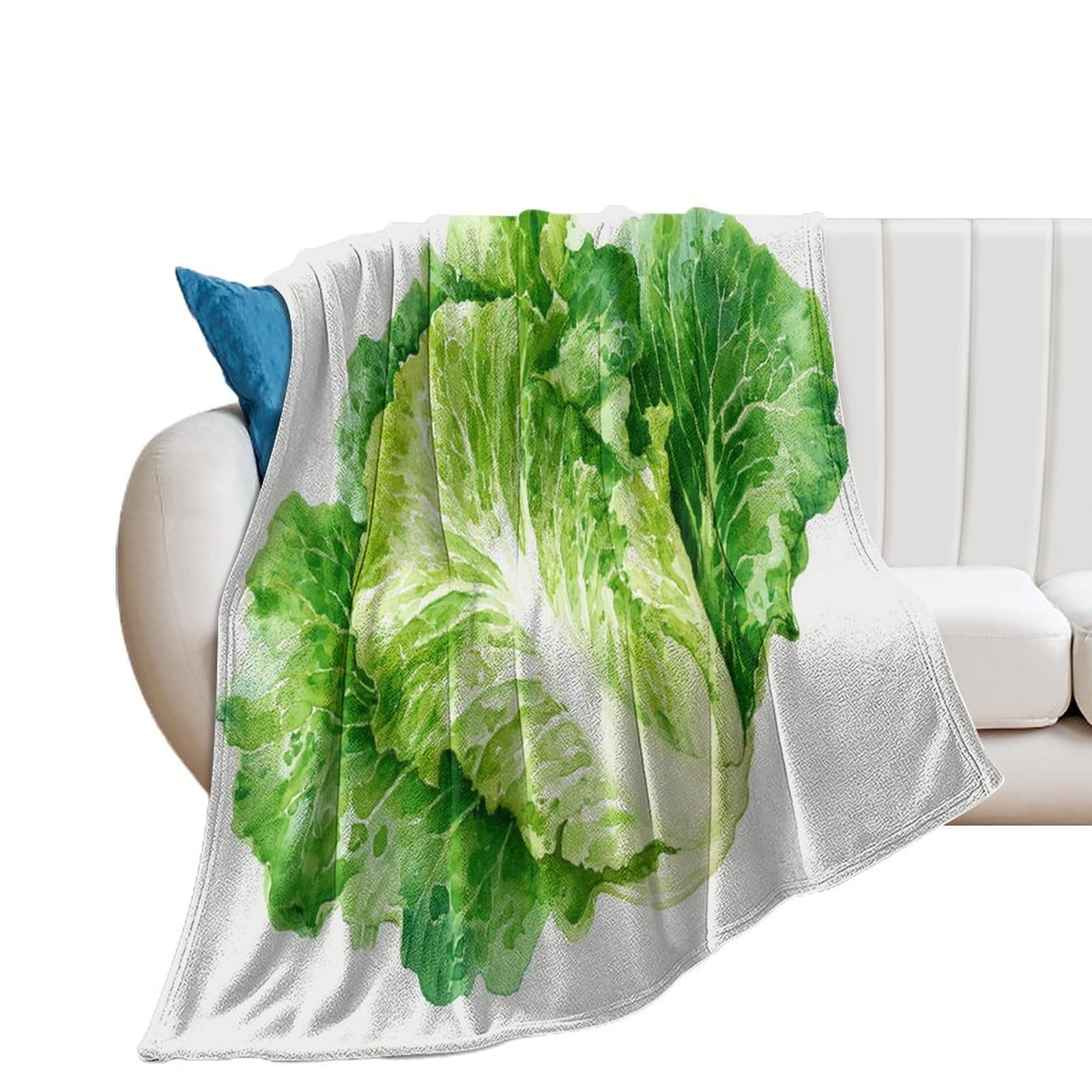 Jubonexis Watercolor White Lettuce Leaf Anti Pilling Throw Blankets Cozy Durable Blanket for Bedroom Living Rooms Couch Sofa Bed 50"x60"