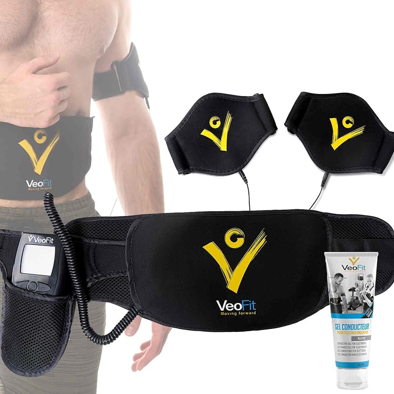 VEOFIT EMS Hasizom Toner Elektrostimulációs Edzőöv Hasra Hátizomra Karokra - Black
