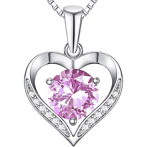 Heart Moissanite Birthstone Necklaces Anniversary/Birthday/Best Friend/Girlfriend/W...