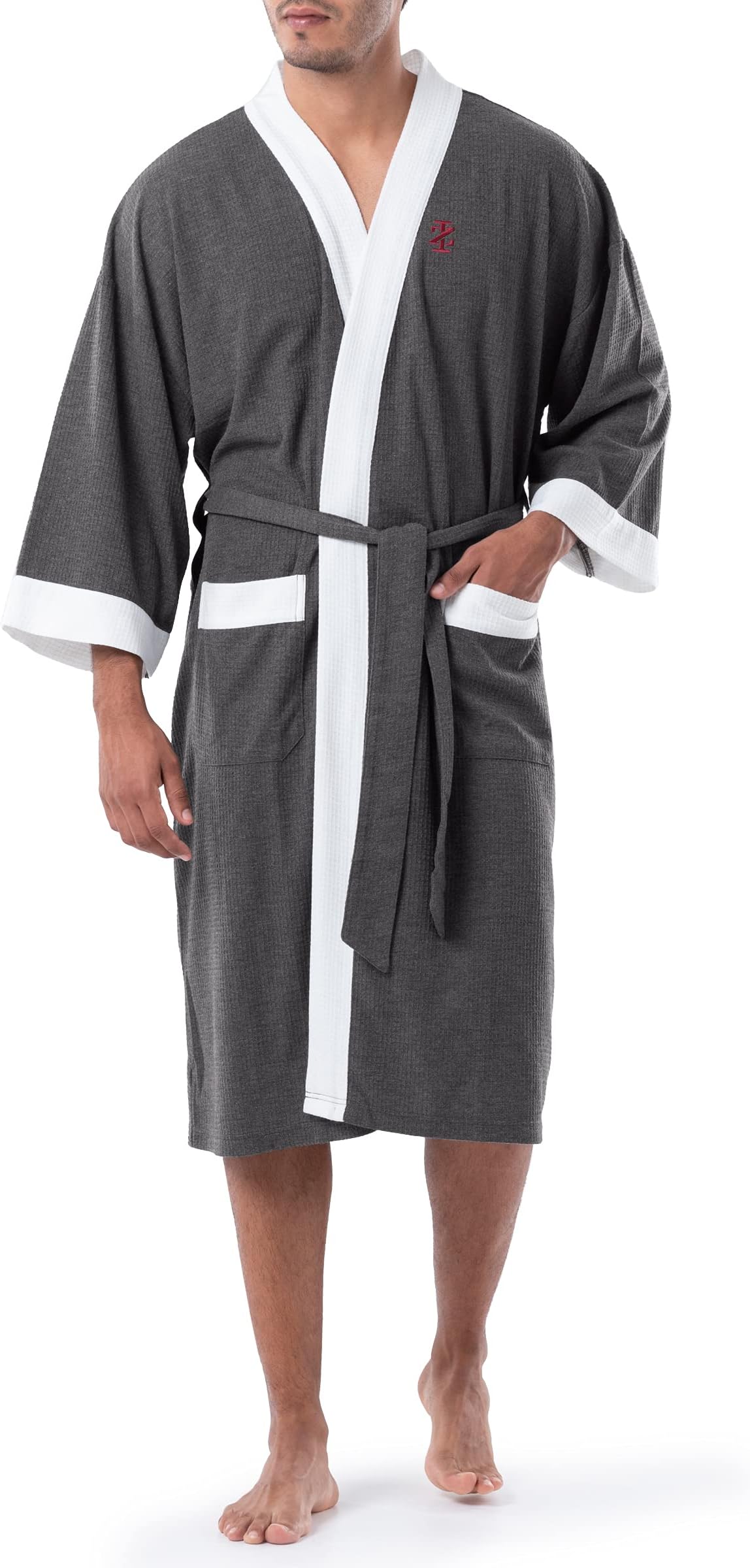 Men's Waffle Knit Kimono Robe