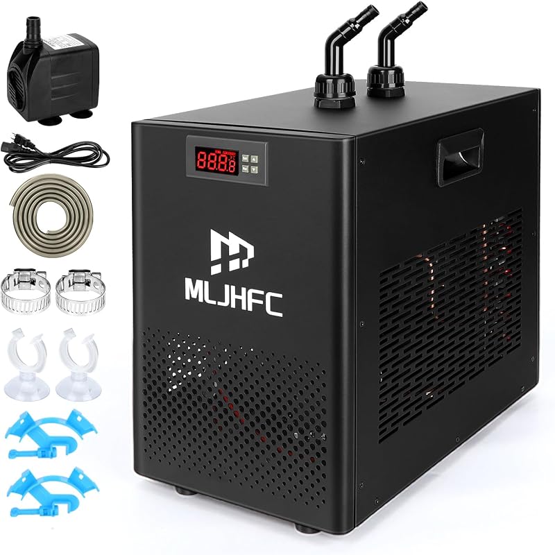 42Gal Aquarium Chiller 1/10HP 160L Quiet Compressor Cooler | quiet compressor refrigeration, for coral reef, jellyfish, salamander tanks, hydroponic systems, stable cooling performance