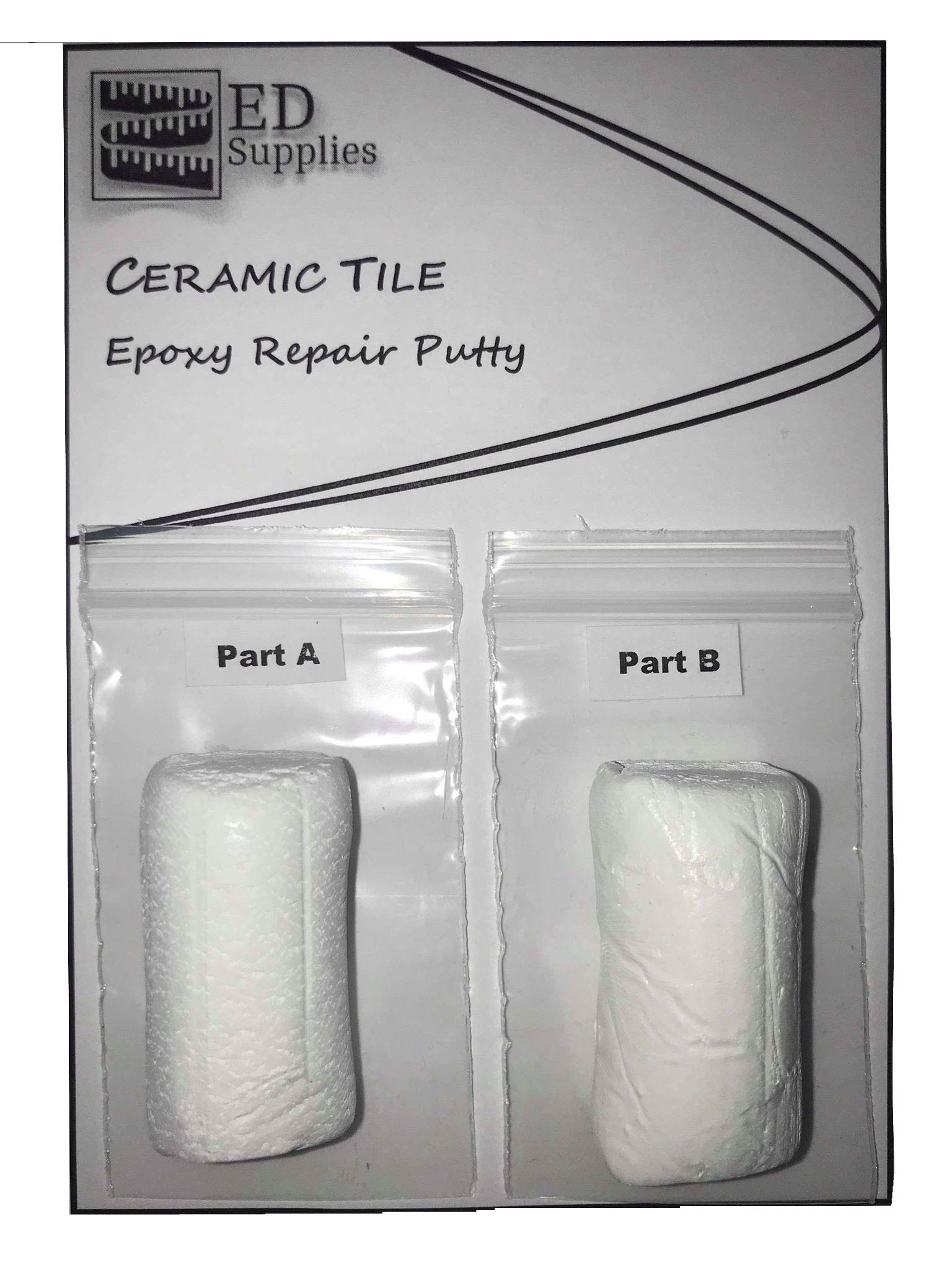 Floor & Wall Ceramic Tile Epoxy Repair Putty - Repairs Chips, Cracks, Defects & Similar Damage. 38g (White)