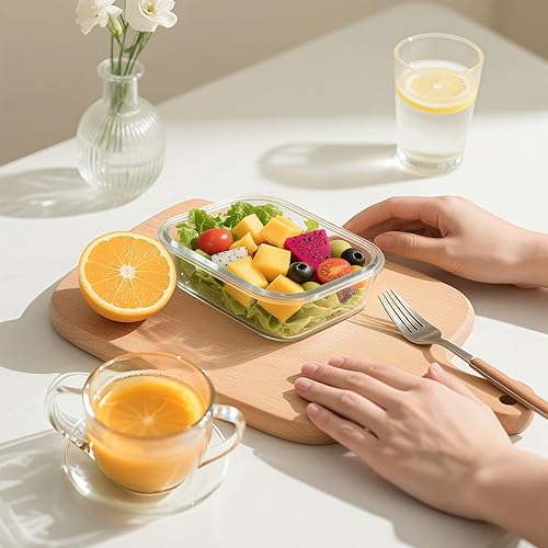 Miniatura 6 de BAYZZ Contenedores de vidrio para almacenamiento de alimentos, paquete de 5 recipientes de vidrio de 35 onzas para preparación de comidas, loncheras