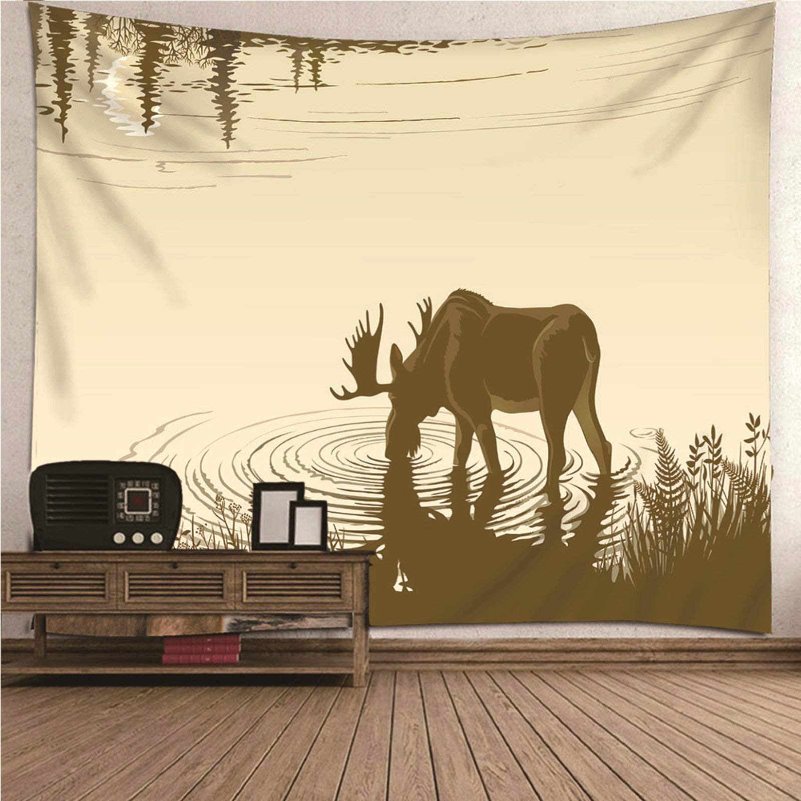 Tapiz de pared con alce KnSam, ideal para crear un ambiente natural en el dormitorio