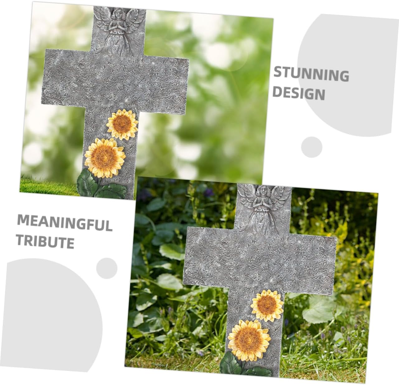 1セット向日葵デザインの十字架型墓碑 や墓地用メモリアルストー