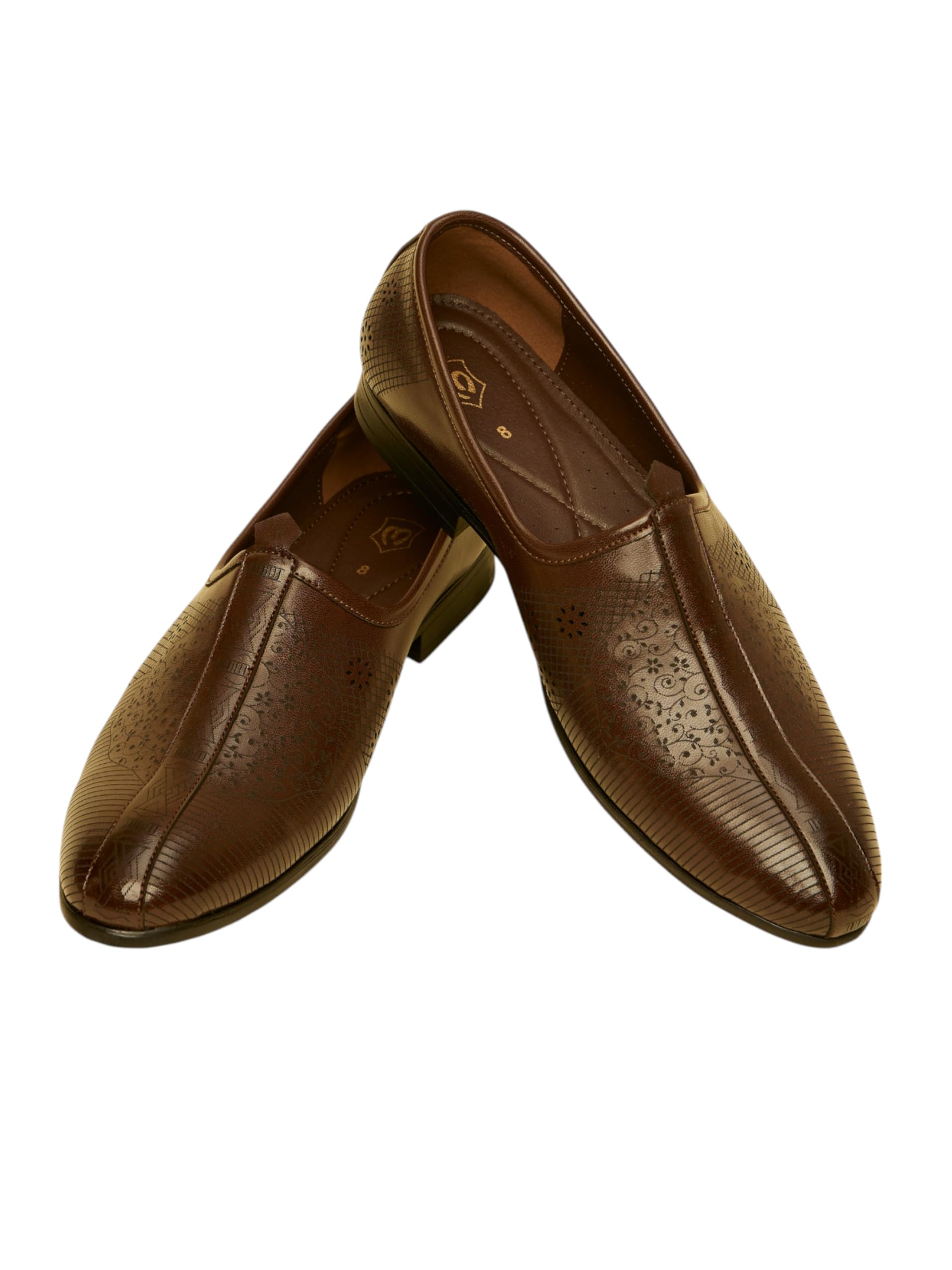 Men's Faux Leather Cutwork Pull On Loafers-image-24