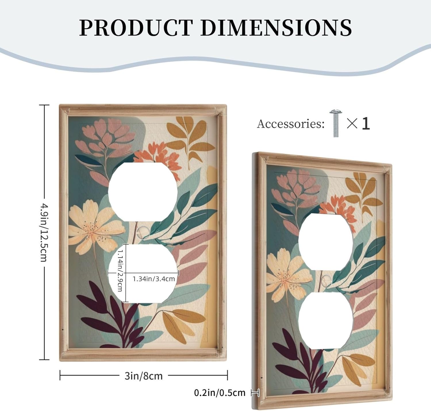 Decorative Art Light Switch Covers Boho Floral Print 1 Gang Single Duplex Outlet Wall Plate Switchplate Electrical Faceplate for Home Decor