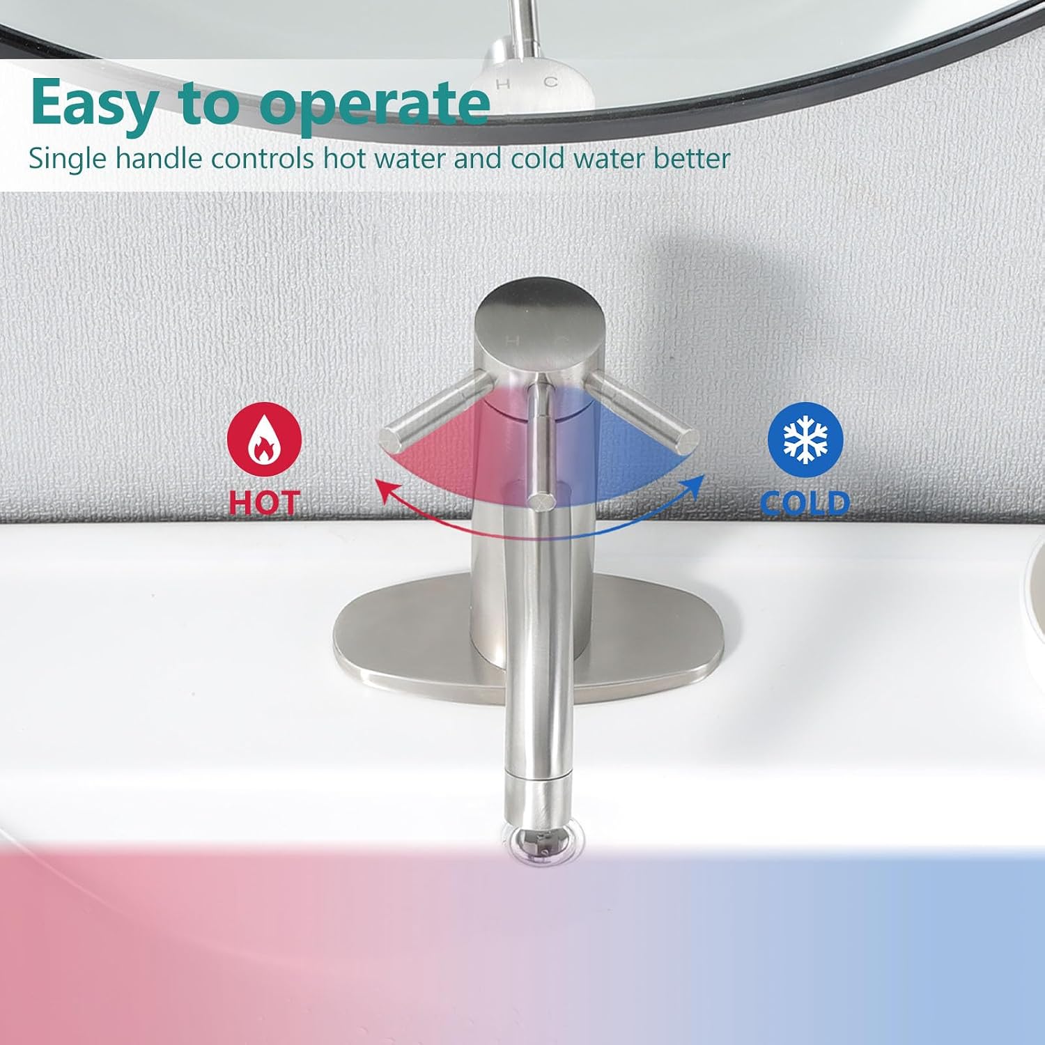 Brushed Nickel Bathroom Faucet, Single Hole Bath Sink Faucet with Pop-up Drain, Suitable for 1 or 3 Hole Installation, Single Handle for Bathroom Sink, RV and Vanity