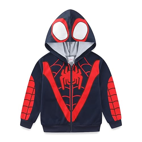 Iron Man Spider-Man Miles Morales Boys Zip Up Hoodie for