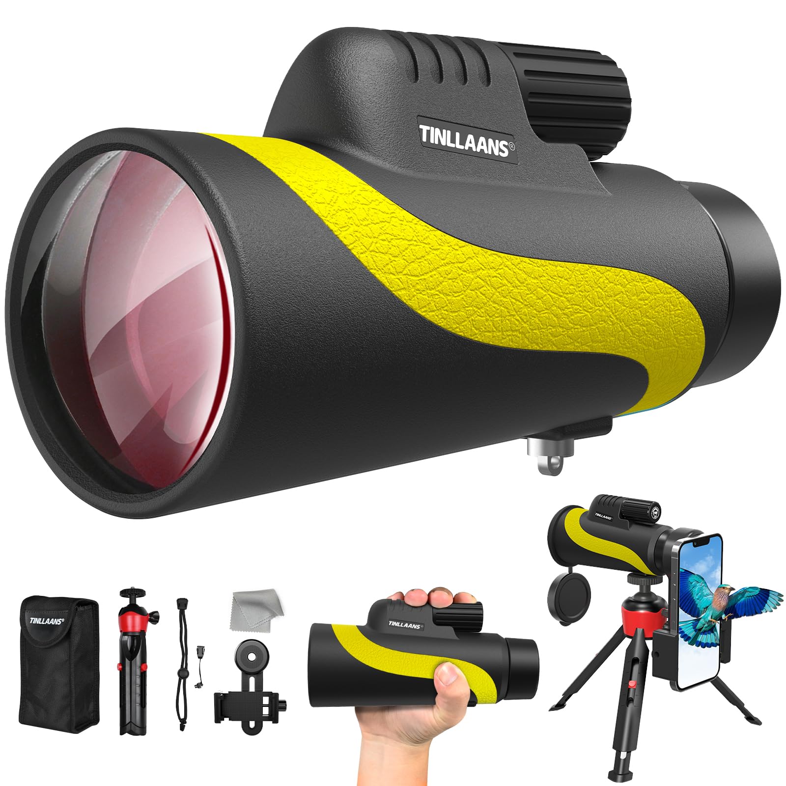 16X56MM Tinllaans Monocular for Adults High Powered (Yellow)