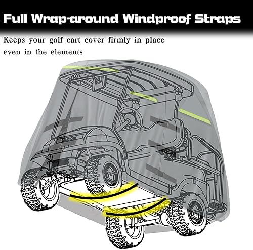 Miniatura 4 de Funda impermeable para carrito de golf 420D, tela Oxford resistente de grado marino, apta para 4 pasajeros, 2 pasajeros, club, coche, color negro