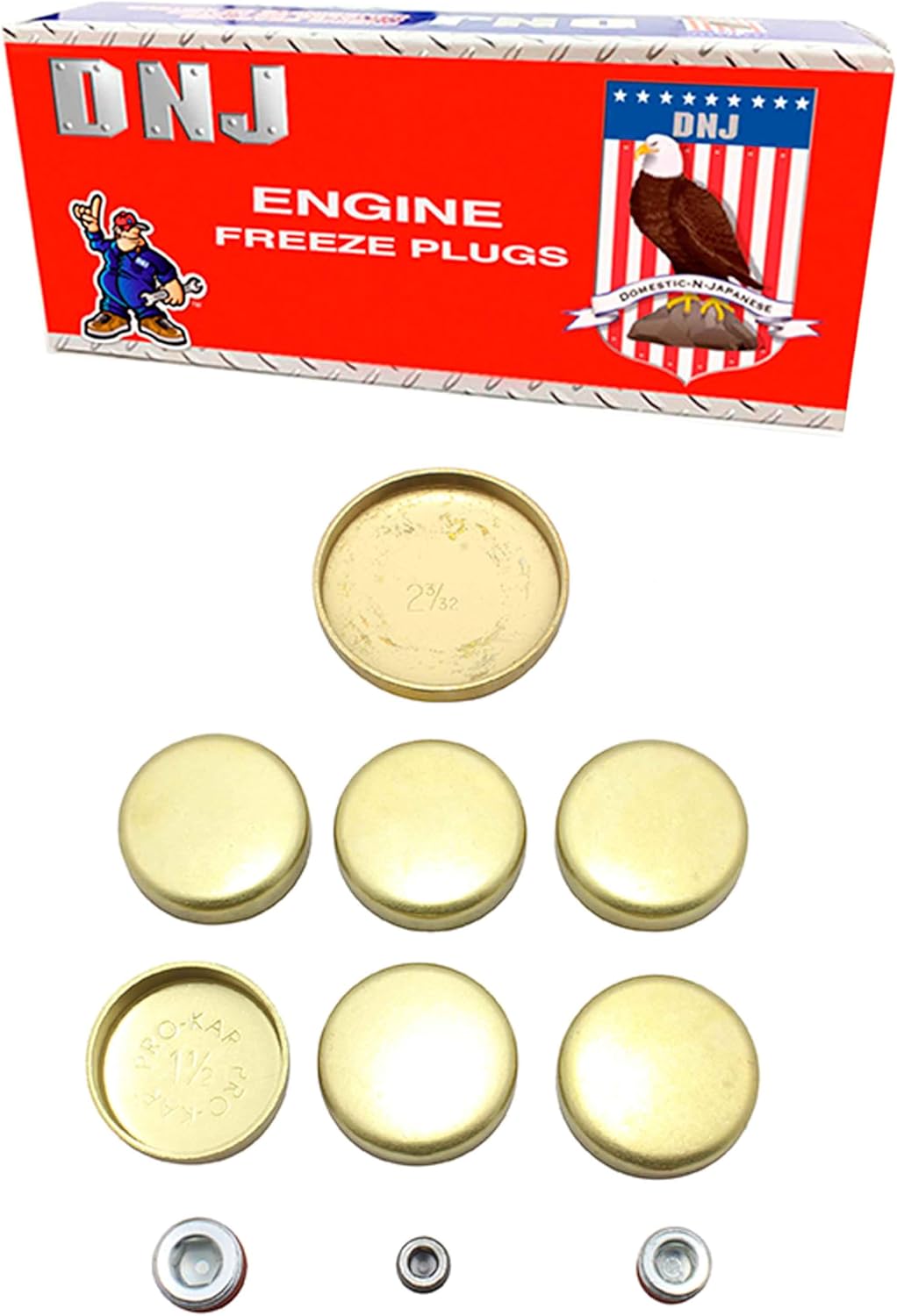 DNJ FPS422 Brass Freeze Plug Set for 1990-2011 Ford, Land Rover, Mazda, Mercury Aerostar, B4000, Explorer 4.0L V6 12V SOHC 245cid