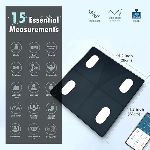 Miniatura 6 de 1 báscula de alimentos, báscula digital de cocina, gramos y onzas para hornear y cocinar + 1 báscula de baño para peso corporal y grasa, báscula