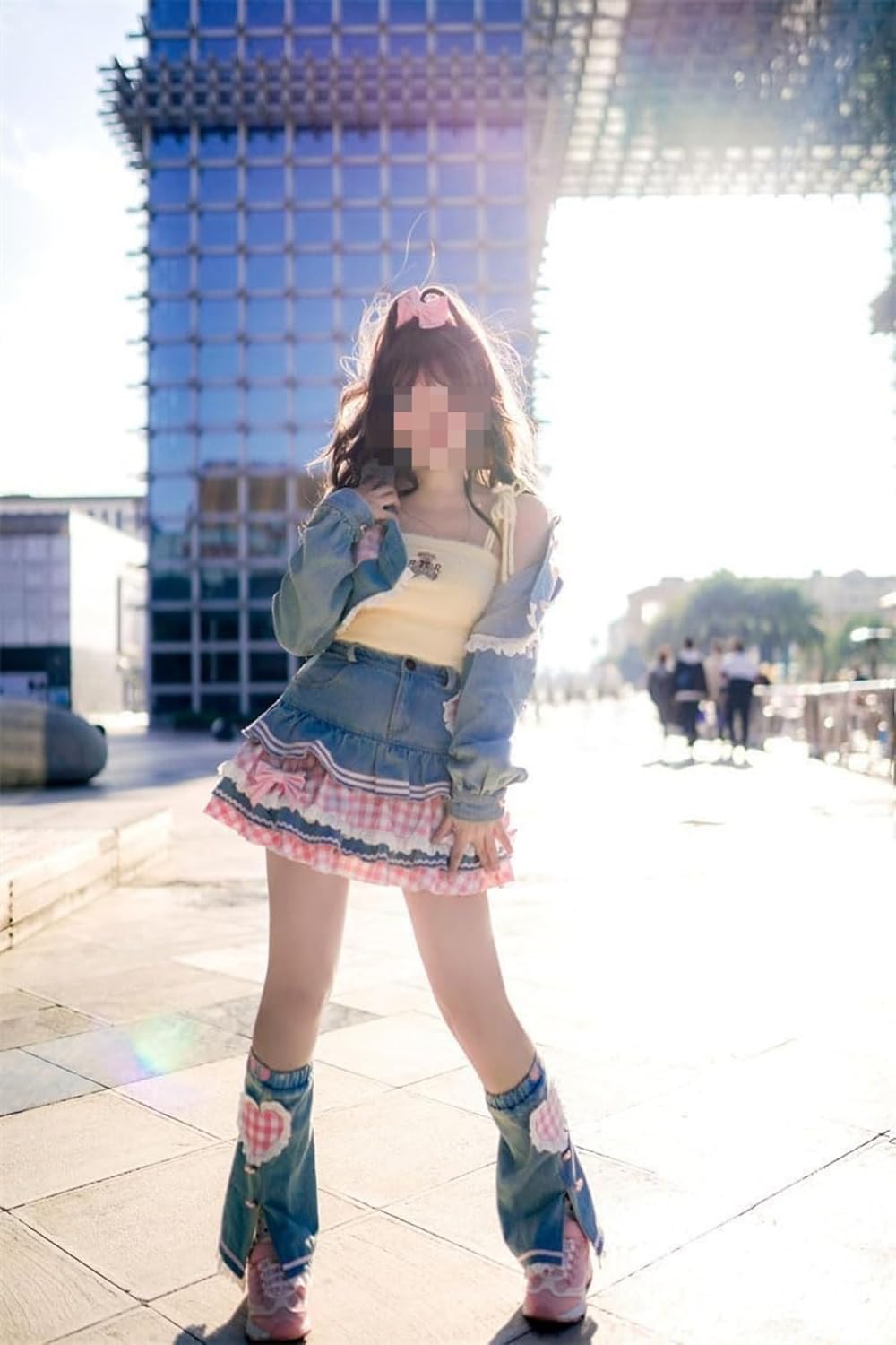 Pokn Jean Mini Skirt Cutecore Preppy Lolita Kawaii Harajuku Y2K Denim Skirt Lace Cake Clothes - Image 4