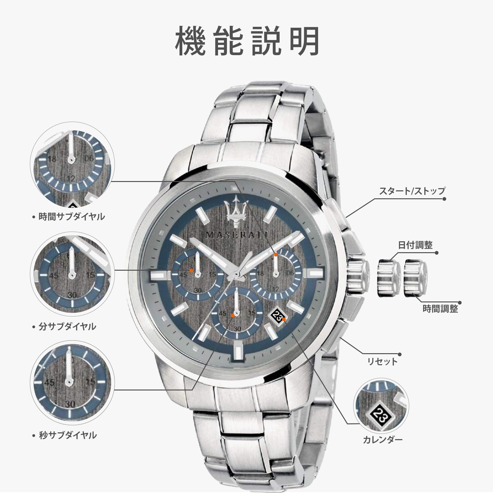 Maserati Orologio da uomo, Collezione Successo, movimento al quarzo, cronografo, in acciaio - R8873621006
