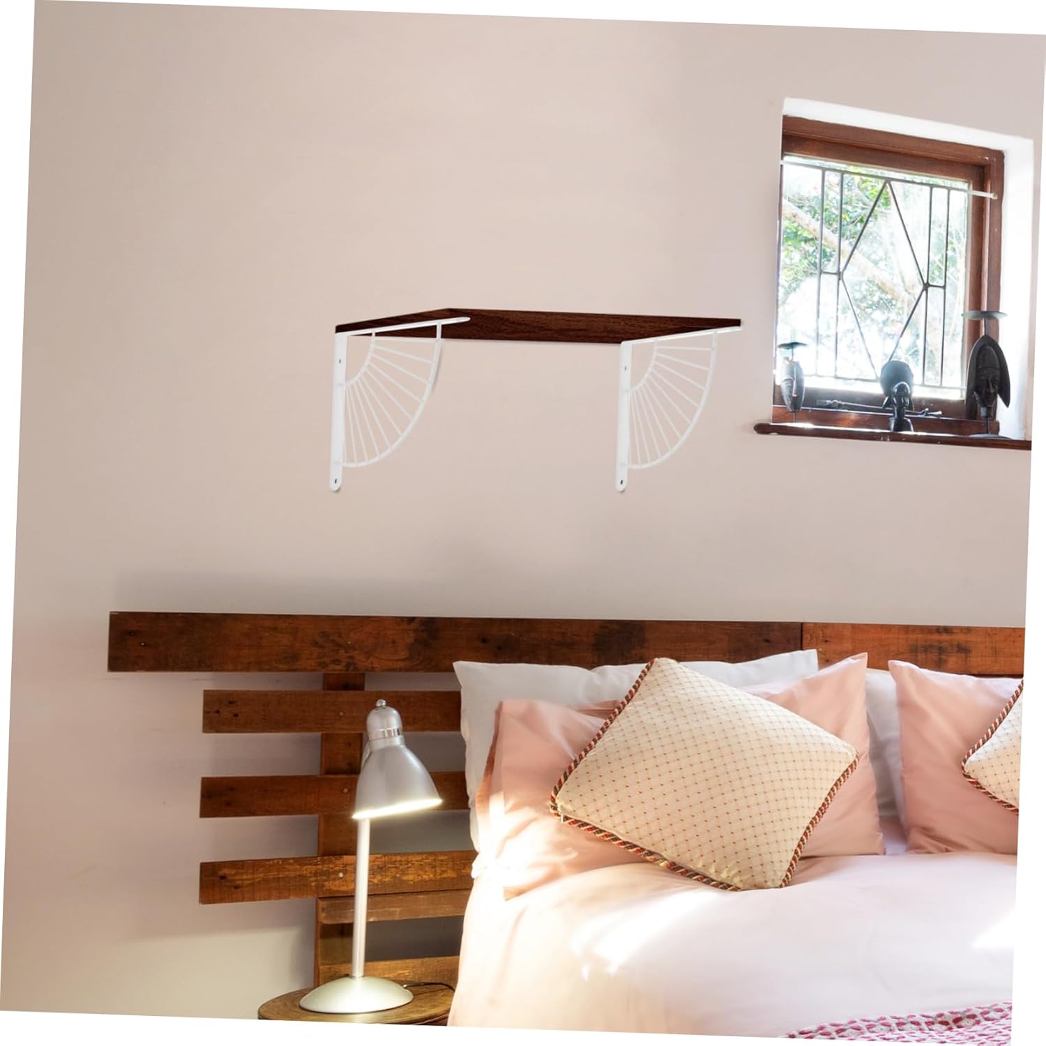 Veemoon 2pcs Metal Floating Shelf Brackets Heavy Duty Brackets for Shelves Wall Hardware Metal Screws