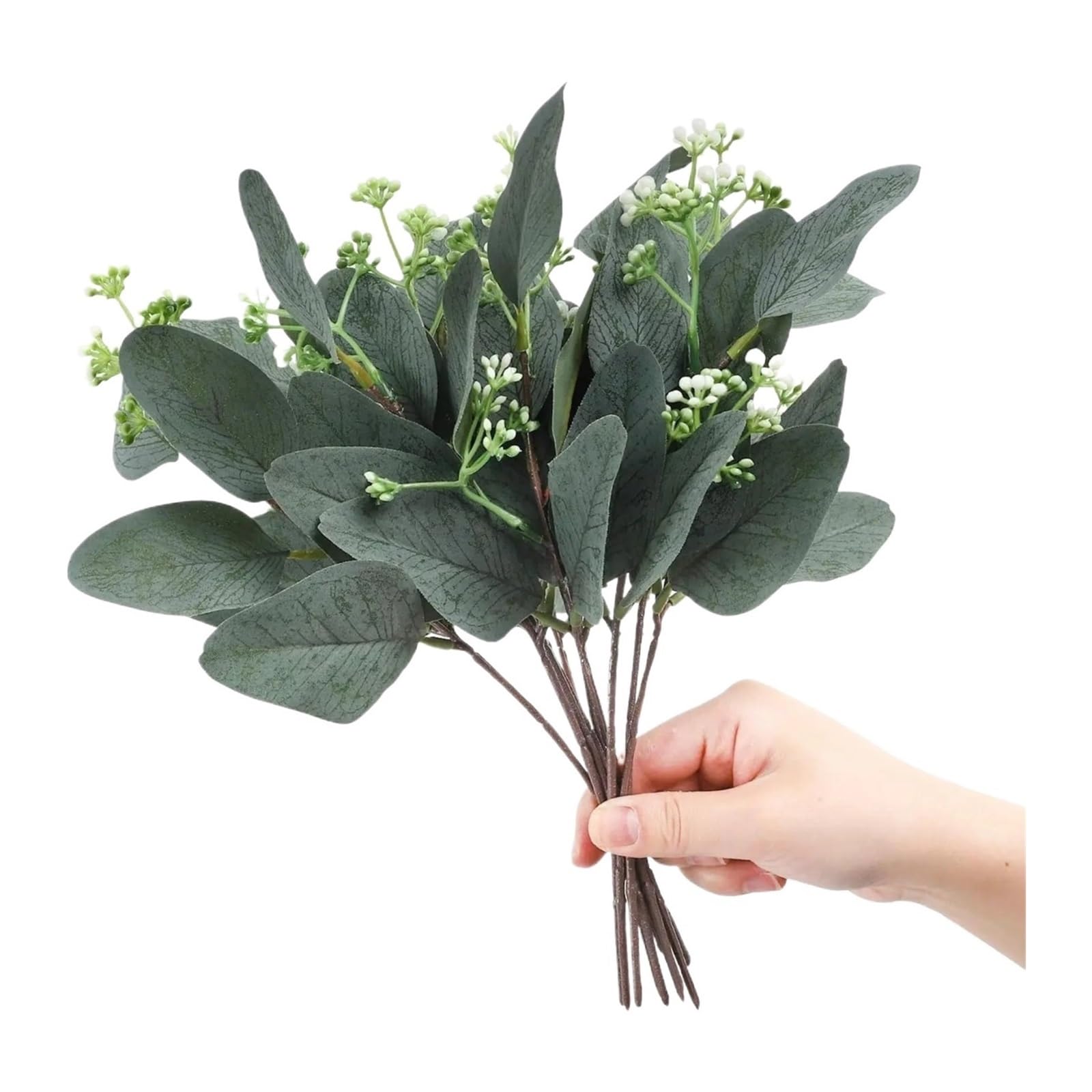 YGLEEULI Artificial Foliage Stems 5/10pcs Artificial Eucalyptu Leaves Stems Eucalipto Branche Bride Bouquet Wedding Home Bonsai Yard Diy Prop Decora(Color2,5 pcs)