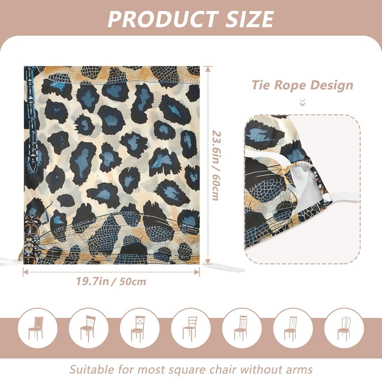ALAZA Dragonfly Leopard Spots Chair Back Cover Set of 6, Washable Reusable Removable Chair Slipcovers Decorative Chair Cover for Home Kitchen Wedding Party