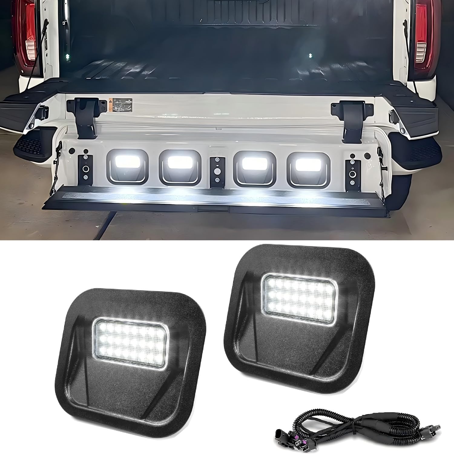 GSRECY LED Multi-Pro Bed Tailgate Step Light Lamp Kit Compatible with GMC Sierra 1500 2500HD 3500HD 2020-2025, Chevrolet Silverado 1500 2500HD 3500 HD 2020-2025