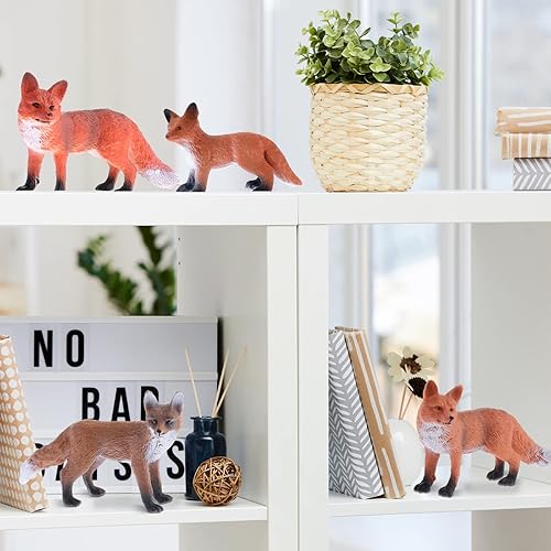 Miniatura 7 de Zomiboo Juego de 16 figuras de juguete de zorro, juguetes de plástico de PVC rojo, juguete realista en miniatura, juego de mini figuras de zorro