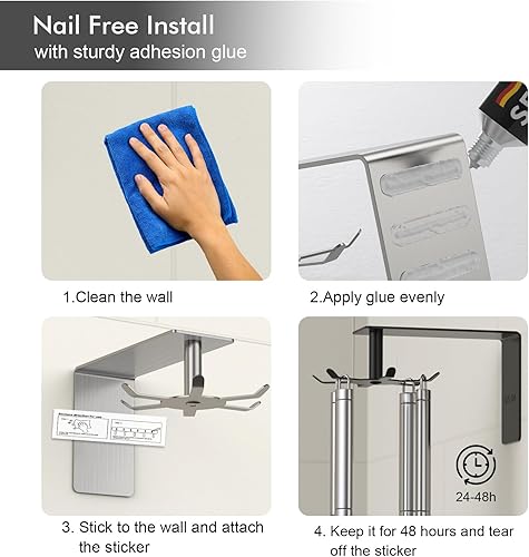 Miniatura 7 de Ganchos giratorios para debajo del gabinete, soporte giratorio para utensilios de cocina de acero inoxidable 304, estante para colgar utensilios de