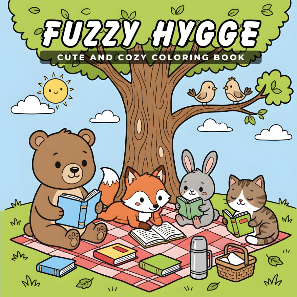 Fuzzy Hygge: Cute and Cozy Coloring Book for Adults and Teens with Adorable Animal Friends, Warm Woodland Moments, and Relaxing Hygge Scenes for Stress Relief