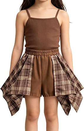 Girls' Checkered Shorts Skirt, Ages 38