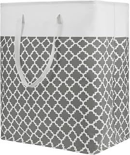 120L Laundry Basket, Large Laundry Hamper with Long Reinforced Handles, Collapsible Freestanding Clothes Hamper, Waterproof Storage Basket for Bedroom, Bathroom, Dorm(Grey)