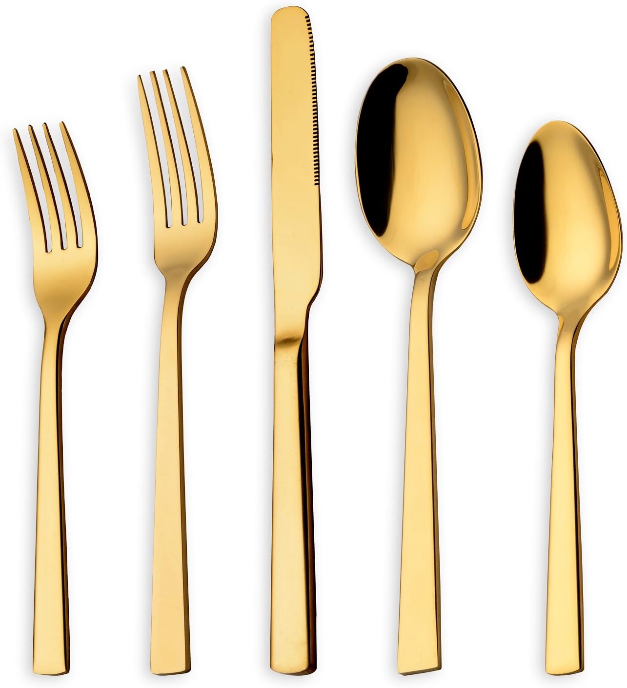 HOMQUEN Flatware Sets, Luxury Gold Cutlery Set, 18/10 Stainless Steel Set Service for 4 Person, 20 Pieces Dining Cutlery