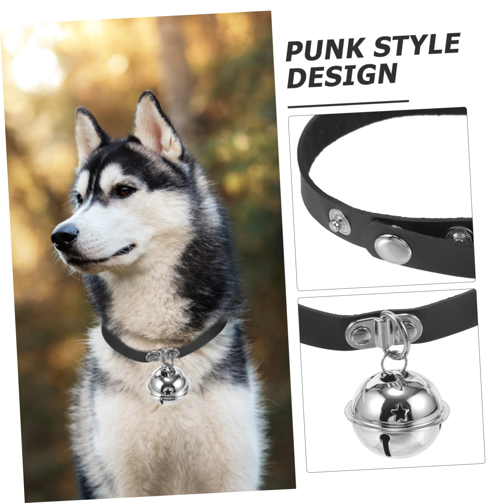 Toddmomy Collier pour Chiens PU avec Clochette Collier Ajustable Style Punk pour Chiots Et Chats Accessoire pour Animaux De Compagnie