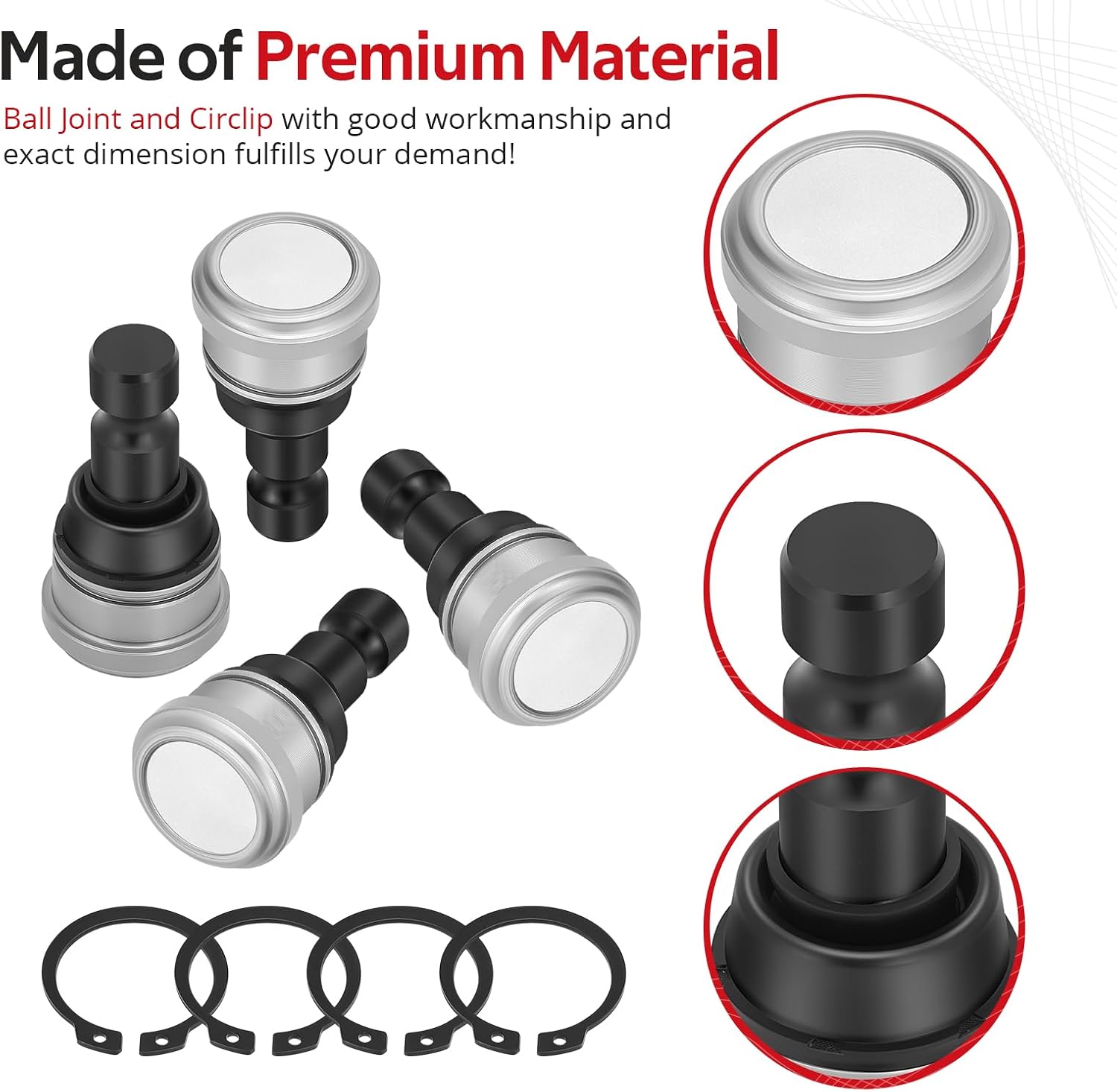 JAVIK 4Pcs Front A-Arm Bushing With Ball Joint Kit For Polaris Sportsman 550 850 Scrambler 850 1000 XP 2009-2025 O.E.M# 5137346