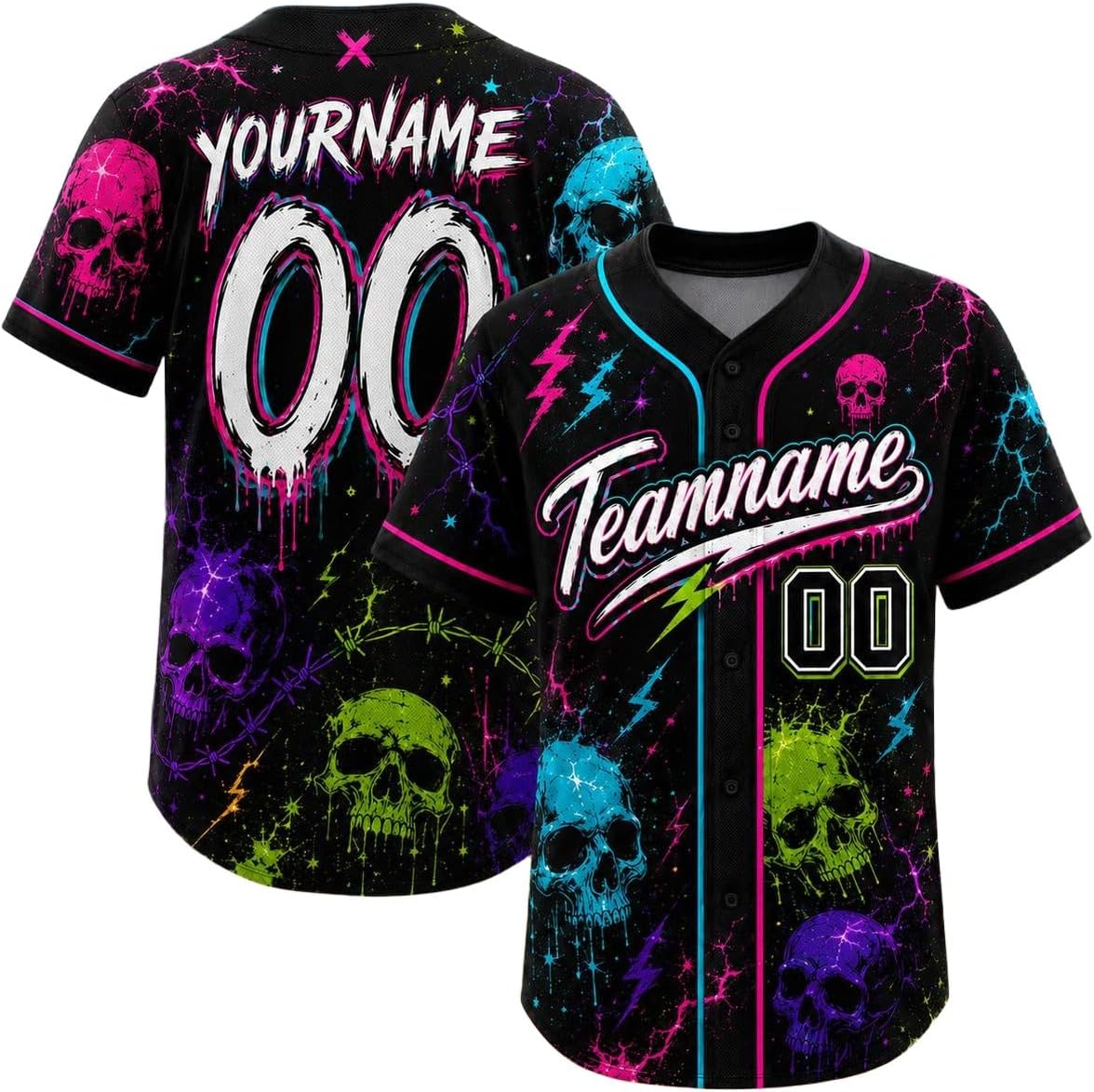 Custom Skull Halloween Baseball Jersey for Men & Women, Gothic Horror Shirt