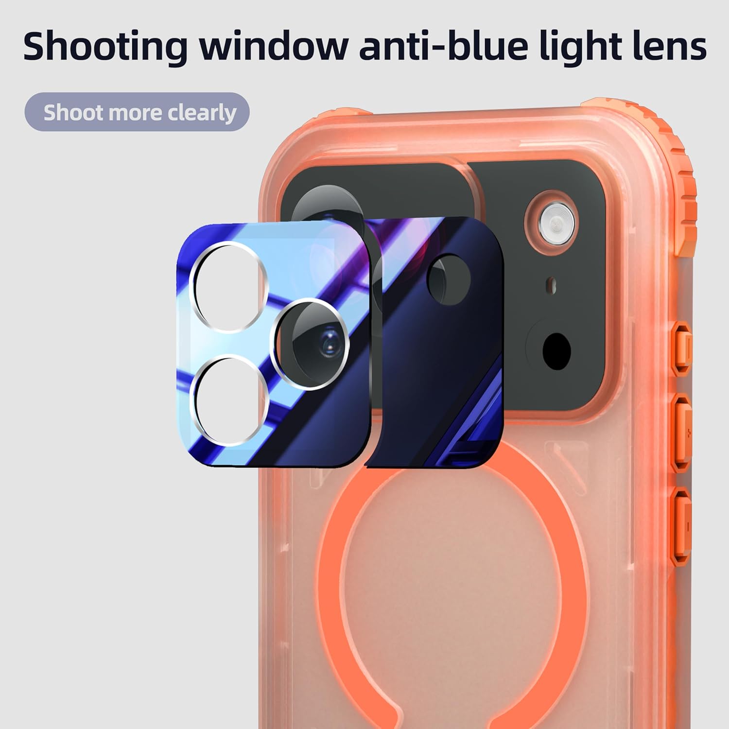 for iPhone 17 Pro Waterproof Case, 360 Full Body Protective Phone Cover with Built in Screen Camera Protector, Underwater Filming Snorkeling Swimming, Frosted Matte Orange Rim