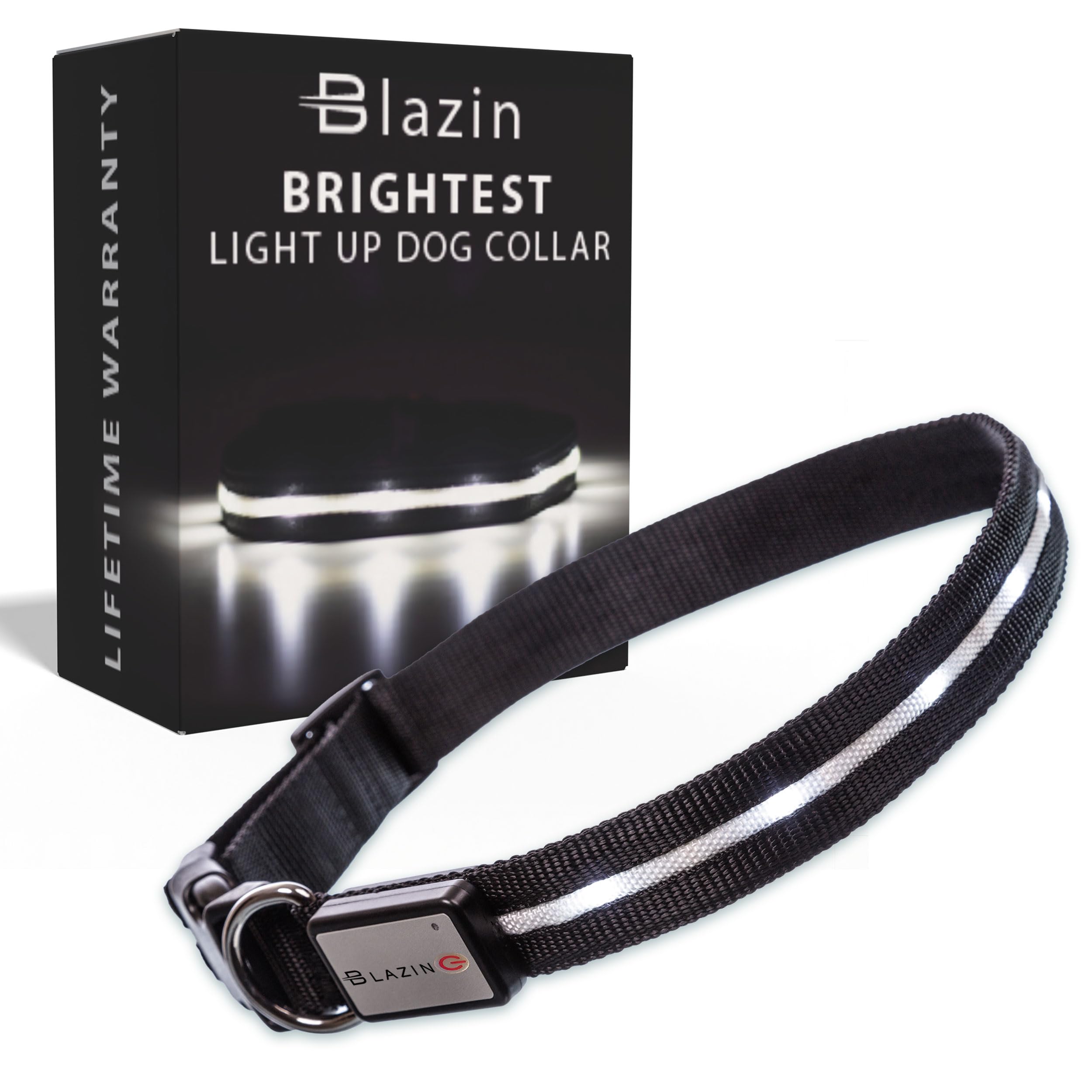 Blazin' Bison Safety LED Dog Collar - USB Rechargeable With Water