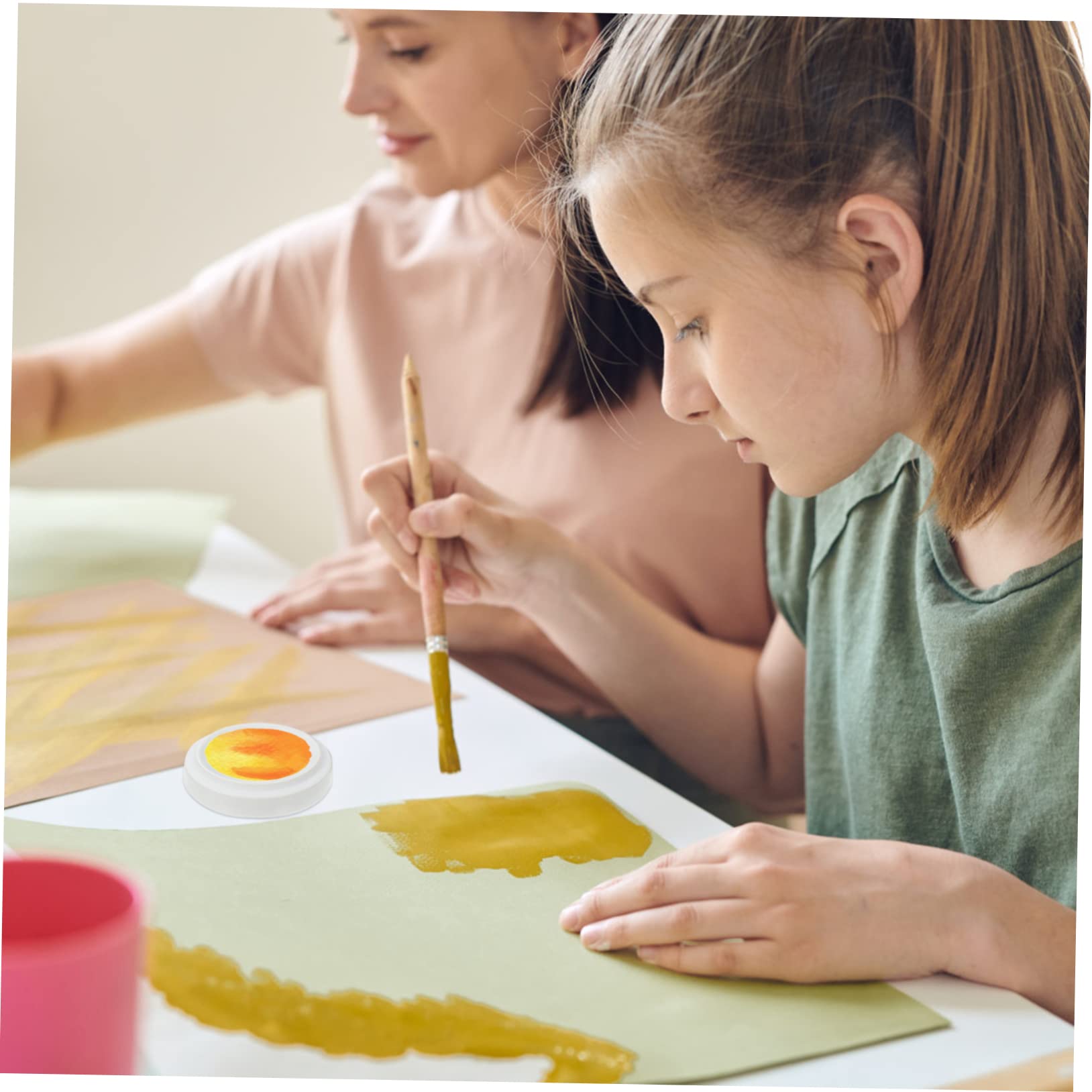 SHINEOFI Tavolozza in Ceramica Bianca a Strati con Coperchio, Superficie Liscia per Mescolare Colori, Facile da Pulire per Pittura e Calligrafia