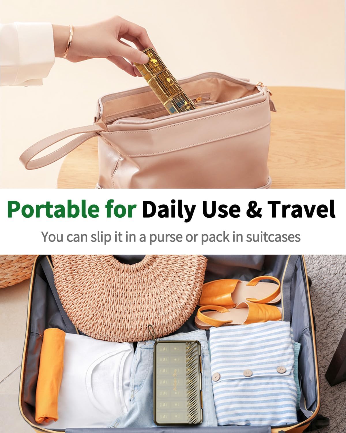【Upgraded】 Pill Organizer 3X a Day, Large 7 Day 3 Times a Day Weekly Pill Box with 7 Detachable Pill Containers, Portable Daily Travel Medicine Pill Case Medicine Organizer for Fish Oil Supplement